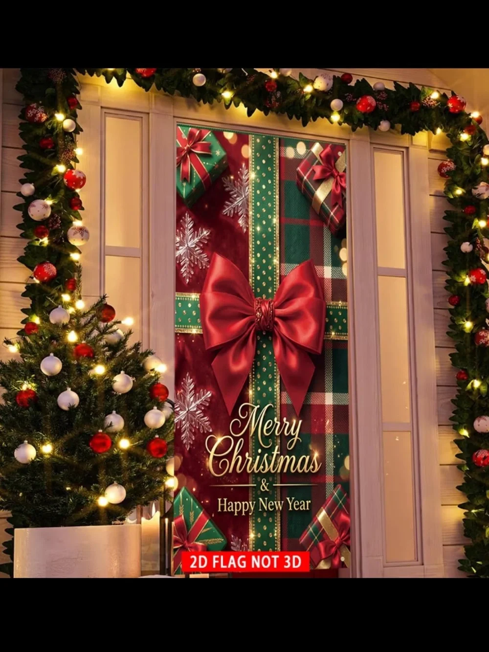 (2D) Holiday Merry Christmas & Happy New Year Door Banner
